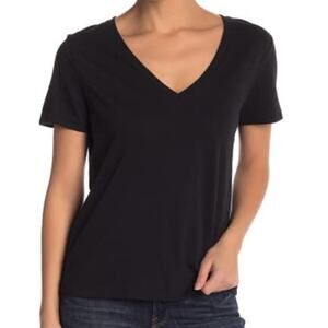 NWT Bp. V-Neck Short Sleeve T-Shirt Black Small casual travel packable Plain